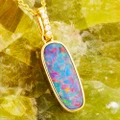 *1 A GOLDENCREST 14KT GOLD & DIAMOND AUSTRALIAN OPAL NECKLACE