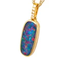 *1 A GOLDENCREST 14KT GOLD & DIAMOND AUSTRALIAN OPAL NECKLACE