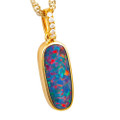 *1 A GOLDENCREST 14KT GOLD & DIAMOND AUSTRALIAN OPAL NECKLACE