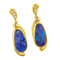 ARABELLASILK 14KT GOLD & DIAMOND AUSTRALIAN OPAL DROP EARRINGS