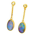 * 1 GENEVIEVELUXE 14KT GOLD & DIAMOND AUSTRALIAN OPAL DROP EARRINGS