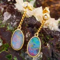 GENEVIEVELUXE 14KT GOLD & DIAMOND AUSTRALIAN OPAL DROP EARRINGS