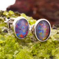 PENELOPEVELVET STERLING SILVER AUSTRALIAN OPAL STUD EARRINGS