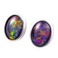 LUCIANCHATEAU STERLING SILVER AUSTRALIAN OPAL STUD EARRINGS