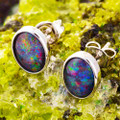 LUCIANCHATEAU STERLING SILVER AUSTRALIAN OPAL STUD EARRINGS