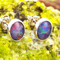 CAMILLESAPPHIRE STERLING SILVER AUSTRALIAN OPAL STUD EARRINGS