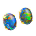 * AUGUSTMONTCLAIR 14KT GOLD AUSTRALIAN OPAL STUD EARRINGS