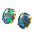 * AUGUSTMONTCLAIR 14KT GOLD AUSTRALIAN OPAL STUD EARRINGS