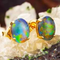 * AUGUSTMONTCLAIR 14KT GOLD AUSTRALIAN OPAL STUD EARRINGS