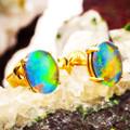AMBROSEREGENT 14KT GOLD AUSTRALIAN OPAL STUD EARRINGS