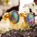 14KT GOLD AUSTRALIAN OPAL STUD EARRINGS