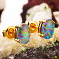 ELOISEVELOUR 14KT GOLD AUSTRALIAN OPAL STUD EARRINGS