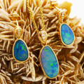 * OLIVA GOLD 14KT GOLD & DIAMOND AUSTRALIAN OPAL MATCHING SET * OLIVA GOLD 14KT GOLD & DIAMOND AUSTRALIAN OPAL MATCHING SET