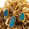 * A OLIVA GOLD 14KT GOLD & DIAMOND AUSTRALIAN OPAL MATCHING SET