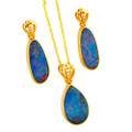 * VIVIENNE CRYSTAL14KT GOLD & DIAMOND AUSTRALIAN OPAL MATCHING SET * VIVIENNE CRYSTAL14KT GOLD & DIAMOND AUSTRALIAN OPAL MATCHING SET