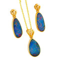 VIVIENNE CRYSTAL14KT GOLD & DIAMOND AUSTRALIAN OPAL MATCHING SET