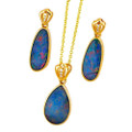 * 1 A VIVIENNE CRYSTAL14KT GOLD & DIAMOND AUSTRALIAN OPAL MATCHING SET
