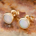 UPOWN ELECTRIC 14KT GOLD  & DIAMOND AUSTRALIAN WHITE OPAL STUD EARRINGS