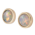 BRILLIANT DECADENCE 14KT GOLD  & DIAMOND NATURAL AUSTRALIAN WHITE OPAL STUD EARRINGS
