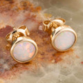 BRILLIANT DECADENCE 14KT GOLD  & DIAMOND NATURAL AUSTRALIAN WHITE OPAL STUD EARRINGS