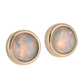 * BRILLIANT DECADENCE 14KT GOLD  & DIAMOND NATURAL AUSTRALIAN WHITE OPAL STUD EARRINGS