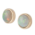 * BRIGHT ROYAL BALL 14KT GOLD NATURAL AUSTRALIAN WHITE OPAL STUD EARRINGS
