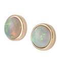 * BRIGHT ROYAL BALL 14KT GOLD NATURAL AUSTRALIAN WHITE OPAL STUD EARRINGS
