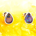 *CRYSTAL KISS STERLING SILVER OPAL STUD EARRINGS