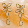 *   FLASHING HOLOGRAM 14KT GOLD  & DIAMOND AUSTRALIAN WHITE OPAL STUD EARRINGS