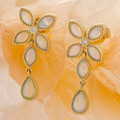 FLASHING HOLOGRAM 14KT GOLD  & DIAMOND AUSTRALIAN WHITE OPAL STUD EARRINGS