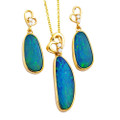 ELECTRIC BRILLIANCE 14KT YELLOW GOLD & DIAMOND AUSTRALIAN  OPAL JEWELLERY SET