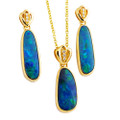OCEAN'S GOLD 14KT YELLOW GOLD & DIAMOND AUSTRALIAN  OPAL JEWELLERY SET