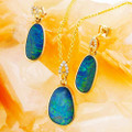 ORGANIC EARTH GOLD 14KT GOLD & DIAMOND AUSTRALIAN OPAL MATCHING SET