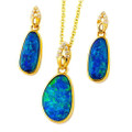 *1 CRYSTAL OCEAN 14KT GOLD & DIAMOND AUSTRALIAN OPAL MATCHING SET
