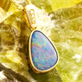 *MAGIC MOMENT 14KT YELLOW GOLD & DIAMOND AUSTRALIAN OPAL NECKLACE