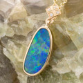 *ORGANIC ESSENCE 14KT  YELLOW GOLD & DIAMOND AUSTRALIAN OPAL NECKLACE