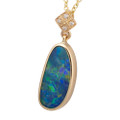*ORGANIC ESSENCE 14KT  YELLOW GOLD & DIAMOND AUSTRALIAN OPAL NECKLACE