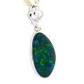 * A FLOWING RIVER 14KT WHITE GOLD & DIAMOND AUSTRALIAN OPAL NECKLACE
