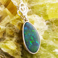 * A FLOWING RIVER 14KT WHITE GOLD & DIAMOND AUSTRALIAN OPAL NECKLACE