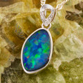*ELECTRIC SPLASH 14KT WHITE GOLD & DIAMOND AUSTRALIAN OPAL NECKLACE