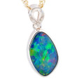 * ELECTRIC SPLASH 14KT WHITE GOLD & DIAMOND AUSTRALIAN OPAL NECKLACE
