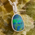 *GOLD RAINBOW 14KT WHITE GOLD & DIAMOND AUSTRALIAN OPAL NECKLACE