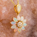 * LIFESUN 14KT YELLOW GOLD & DIAMOND AUSTRALIAN WHITE OPAL NECKLACE