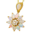 * LIFESUN 14KT YELLOW GOLD & DIAMOND AUSTRALIAN WHITE OPAL NECKLACE