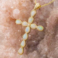 *1 A GODS LOVE 14KT YELLOW GOLD & DIAMOND AUSTRALIAN WHITE OPAL NECKLACE