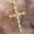 *1 A GODS LOVE 14KT YELLOW GOLD & DIAMOND AUSTRALIAN WHITE OPAL NECKLACE