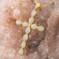 *1 A GODS LOVE 14KT YELLOW GOLD & DIAMOND AUSTRALIAN WHITE OPAL NECKLACE