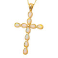 *1 A GODS LOVE 14KT YELLOW GOLD & DIAMOND AUSTRALIAN WHITE OPAL NECKLACE