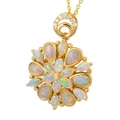 HEAVENLY LOVE 14KT YELLOW GOLD & DIAMOND AUSTRALIAN WHITE OPAL NECKLACE