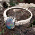 BRIGHTEST FLASH STERLING SILVER AUSTRALIAN OPAL RING BRIGHTEST FLASH STERLING SILVER AUSTRALIAN OPAL RING